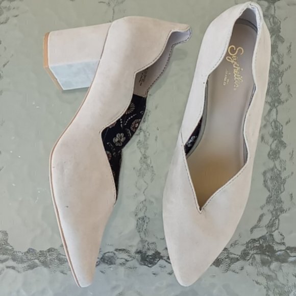 NEW Seychelles Cascade Gray Suede Scalloped‎ Point Toe Pumps Heels Womens… - Picture 2 of 9